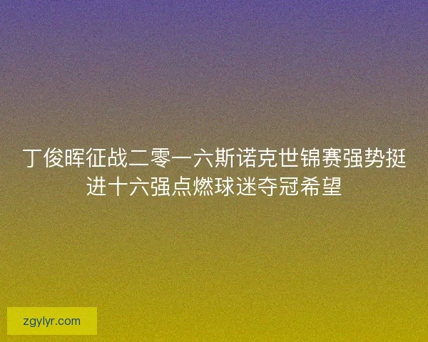 丁俊晖征战二零一六斯诺克世锦赛强势挺进十六强点燃球迷夺冠希望