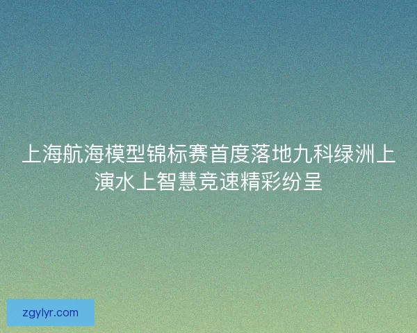上海航海模型锦标赛首度落地九科绿洲上演水上智慧竞速精彩纷呈